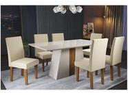 Conjunto de Mesa Maitê 160 cm 6 cadeiras Paola Cimol Nature/Off White/Nude  - ebbamoveis