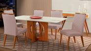 Mesa de jantar + 6 cadeiras Roma Anatômico tampo 180 cm off