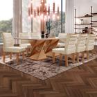 Mesa de Jantar 8 Lugares Genova com Vidro Cinamomo/Off White/Bege - Cel Móveis