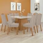 Mesa de Jantar 8 Lugares Nevada Vênus com Vidro Amêndoa Clean/Off White/Veludo Naturale Creme - Móveis Lopas