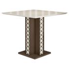 Mesa de Jantar 90cm Ísis com Vidro Amêndoa Off White Poliman