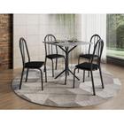 Mesa de Jantar Ambiente Thais 70x70 cm com Granito Ocre Itabira com 4 Cadeiras 050 Preto Artefamol