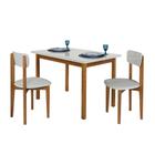 Mesa de Jantar Base Madeira Maciça com 2 Cadeiras Elisa Ideal para Apartamenteo 1,20x80 Off White
