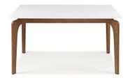 Mesa de Jantar Branca 8 lugares 180cm moderna Tampo com Vidro Base Madeira Maciça Cirrus - Branco/Imbuia