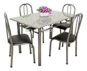 Mesa De Jantar C/ 4 Cadeiras Granito Madri 1.00m Cor Chumbo