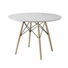 Mesa de Jantar Charles Eames Redonda Pés Madeira Tampo Madeira Eiffel Wood 110cm