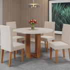 Mesa de Jantar Chiara Redonda 90x90cm com 4 Cadeiras Venus