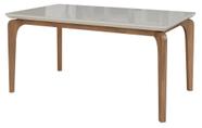 Mesa de Jantar Cirrus Master 200x100cm - Tampo c/ Vidro - base madeira maciça - Canto QUADRADO OFF WHITE/IMBUIA
