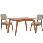 Mesa de Jantar com 2 Cadeiras Ravi Nature Linho Bege Base de Madeira