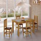 Mesa De Jantar Com 4 Cadeiras Com Estofado material sintético Marrom 120cm Marrom Diamante Shop Jm - Nemargi