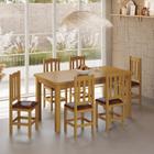 Mesa De Jantar Com 6 Cadeiras Com Estofado material sintético Marrom 160cm Marrom Diamante Shop Jm - Nemargi
