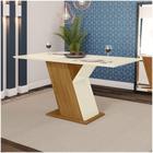 Mesa De Jantar Com Tampo Em Mdf 160cm Kesha Casa 812 Nature Com Off White