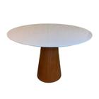 Mesa de Jantar Cone 110 cm Base Madeira Natural Mogno e Tampo Laqueado