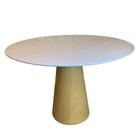 Mesa de Jantar Cone 90 cm Base Madeira Natural Freijó Claro Tampo Laqueado