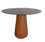 Mesa de Jantar Cone 90 cm Base Madeira Natural Mogno e Tampo Laqueado