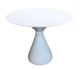 Mesa de Jantar Cone Ampulheta 90 cm Tampo Laqueado Branco Base Branca