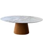 Mesa de Jantar Cone Oval 244x137 cm Mármore Branco Extra Base Freijó