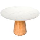 Mesa de Jantar Cone Redondo 110 cm Base Freijó Tampo Mármore Branco Extra - Linn Design Decor