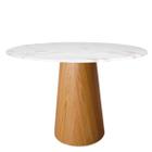 Mesa de Jantar Cone Redondo 110 cm Base Freijó Tampo Mármore Branco Extra