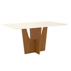 Mesa de Jantar Danielly 160 cm Tampo Reto com Vidro Nature Off White  Henn