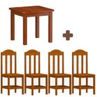 Mesa de jantar de madeira maciça com 4 cadeiras - Mel Safira Nemargi
