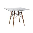 Mesa de Jantar Eames Eiffel Quadrado Tampo de Vidro 110cm