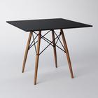 Mesa de Jantar Eiffel Quadrado Tampo de Madeira 90cm Preto