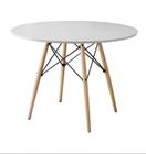 Mesa De Jantar Eiffel Redondo Tampo De Madeira 110cm Branco4