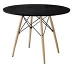 Mesa De Jantar Eiffel Redondo Tampo De Madeira 110cm Preto 2