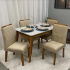 Mesa de Jantar Elegance 12080 COM Vidro 4 Cadeiras California JCM Cinamomo Off White - jcm moveis