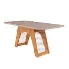 Mesa de jantar em MDF 180 cm com tampo em MDF/Vidro de 2,9cm Carol Nature/Off White - Fabricação 100% MDF