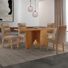 Mesa De Jantar Evora 120cm MDF Canto copo e 4 Cadeiras Carol - Moderna