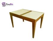 Mesa De Jantar Extensível 1.20 a 1.80 Com Vidro Pés Madeira Gênova