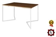 Mesa de Jantar Industrial Base De Ferro Branco em V Tampo 137x90 Amêndoa