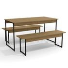 Mesa de jantar industrial Kappesberg com 2 bancos LI013 Freijó/Preto