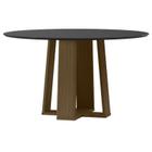 Mesa de Jantar Isabela 135x135 cm com Vidro Imbuia Preto New Ceval