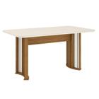 Mesa de Jantar Ísis 160 cm Canto Arredondado com Vidro Nature Off White - Henn