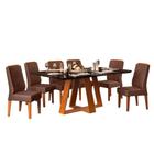 Mesa de Jantar Kiara 160cm Com 6 Cadeiras Lídia D04 Freijó/Preto/Veludo Moca - Mpozenato