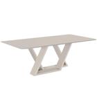 Mesa de Jantar Livia Flora 160 cm Retangular Borda Arredondada Madeira Vidro Colado Laca Branco