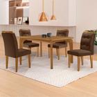 Mesa de Jantar Liz 120cm MDF Canto copo e com 4 Cadeiras Carol - Moderna