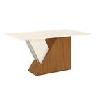 Mesa De Jantar Lucena 160 Cm Tampo Reto Nature Off White - Henn - MÓVEIS HENN