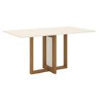 Mesa De Jantar Natalí 160 Cm Canto Reto Sem Vidro Nature Off White - Henn