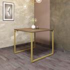 Mesa de Jantar Office Stan Industrial 4 lugares Quadrada 90 cm Ferro Dourado Tampo 100% MDF Rústico - Ahazzo Móveis