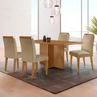 Mesa de Jantar Olímpia 120cm MDF Canto copo e com 4 Cadeiras Athenas - Moderna