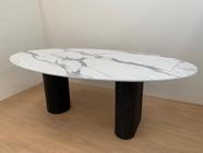 Mesa de Jantar Oval Dupla 180x100cm Madeira ebano - Modelar Moveis