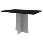 Mesa De Jantar Para 4 Lugares 1,20m Tampo De Madeira Com Vidro Colado Ana Cor Off White Preto New Ceval