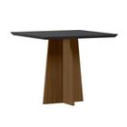 Mesa de Jantar para 4 Lugares 90cm Tampo Quadrado com Vidro Anitta Imbuia/Preto - New Ceval