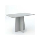 Mesa De Jantar Para 4 Lugares Tampo De Madeira 1,20m Com Vidro Colado Ana Cor Off White New Ceval