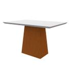 Mesa De Jantar Para 4 Lugares Tampo De Madeira Com Vidro 1,20m Jasmin Cor Ype Off White New Ceval