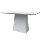 Mesa De Jantar Para 4 ou 6 Lugares Tampo De Madeira Com Vidro 1,35m Bárbara Cor Off White New Ceval